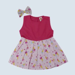 vestido infantil sorvete, vestido rosa, vestido regata